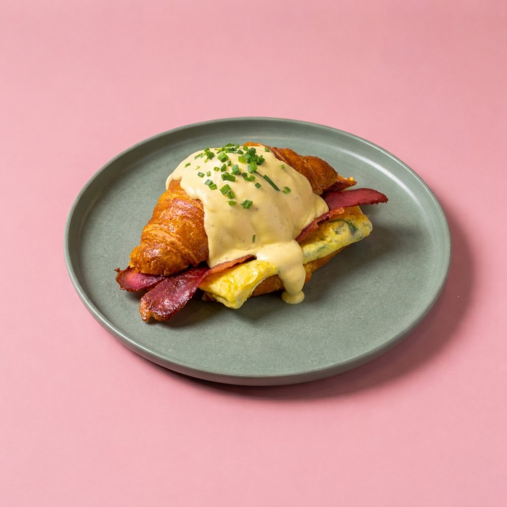 Croissant eggs benedict